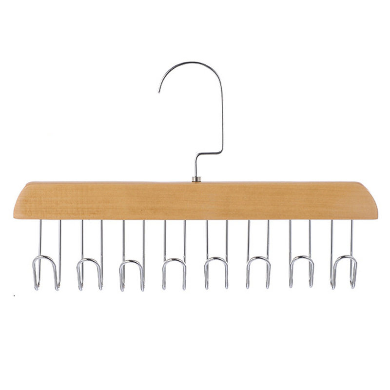 实木衣架裤夹子家用无痕不锈钢8钩多钩衣架内衣吊带可钩收纳神器,淘宝优惠券,粉丝福利购,淘宝优惠卷