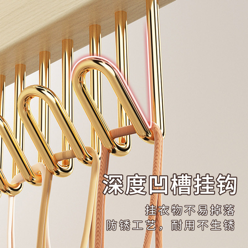 实木衣架裤夹子家用无痕不锈钢8钩多钩衣架内衣吊带可钩收纳神器,淘宝优惠券,粉丝福利购,淘宝优惠卷