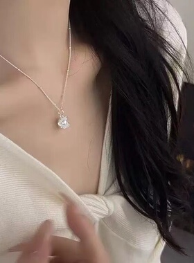 银色锁骨贝壳珍珠项链电镀哑小众时尚轻奢高级简约设计礼物