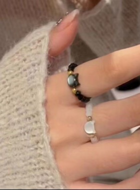 闺蜜戒指ins抖音同款贝壳猫咪学生小众高级颜值掉色女生礼物