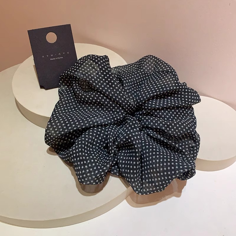 韩系温柔气质波点发圈大肠圈高级感雪纺纱超仙大头花网红甜美头绳 - 图2