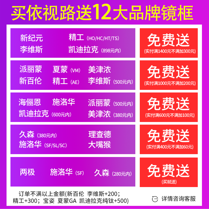 卫光眼镜专营店依视路钻晶A4 1.60防蓝光镜片非球面配近视眼镜片+送纯钛镜框一副1