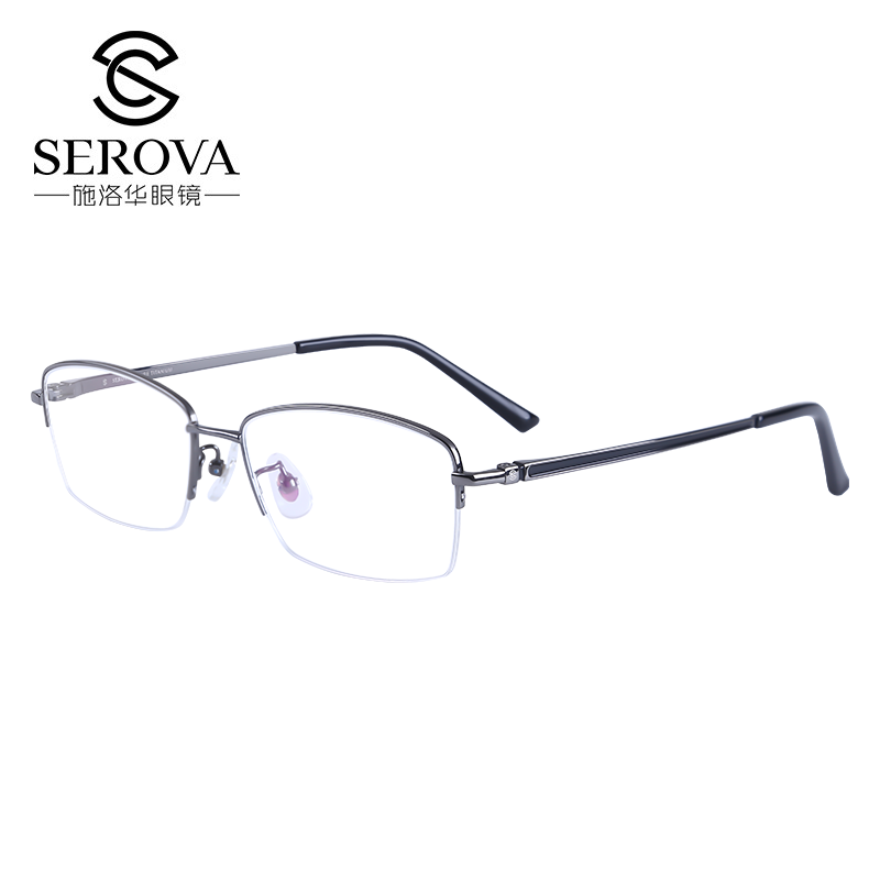 施洛华眼镜 超轻纯钛眼镜框架商务经典男款半框配近视眼镜框SP338 - 图2