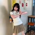 猫看花jk原创学院风夏季 百搭收腰棉质日系校供感 polo衫 短袖