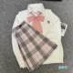 Plaid skirt sweater vest shirt suit preppy style