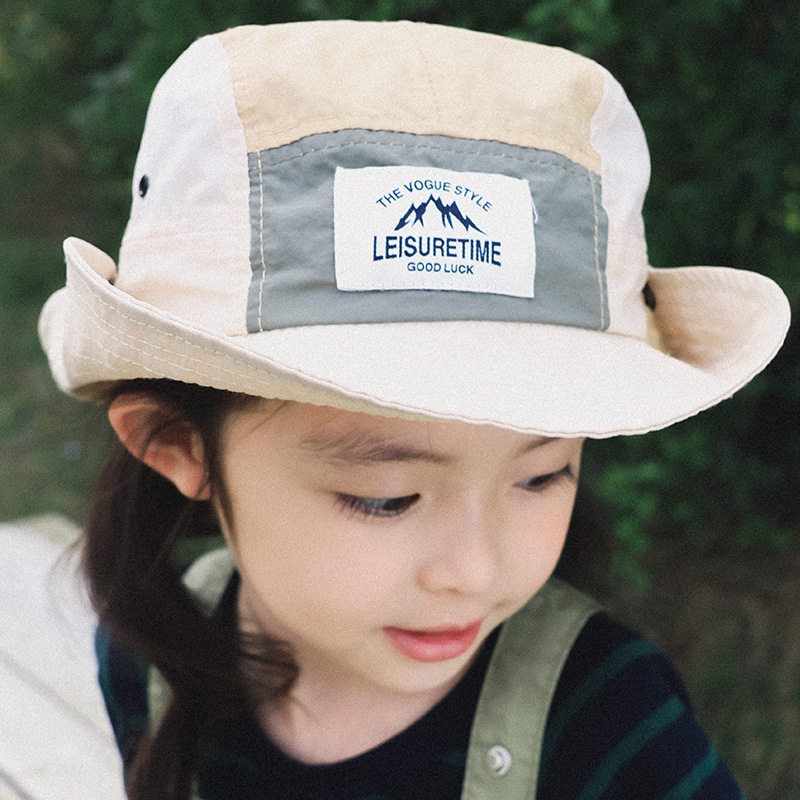 儿童帽子2025夏季防晒遮阳帽女童水洗牛仔渔夫帽宝宝爱心小标