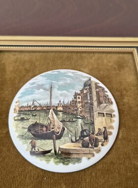 Crown Staff 皇冠斯塔福 欧洲风景瓷板画 英国中古收藏瓷挂画摆件