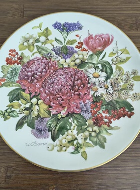 Hutschenreuther 德国狮牌 80年代巴伐利亚花卉限量碟收藏盘 赏盘