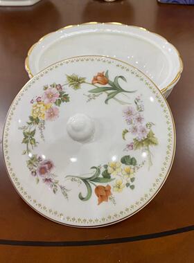 Wedgwood 韦奇伍德 英国骨瓷 Mirabelle 花卉装饰瓷罐 描金盖盒