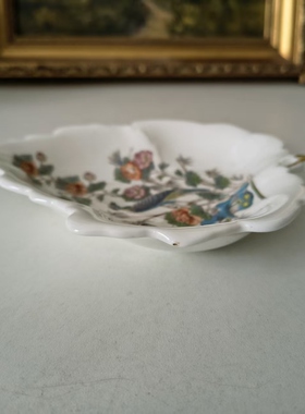 Wedgwood 韦奇伍德 九谷鸟枫叶型小瓷盘 中古收藏花鸟装饰茶包碟