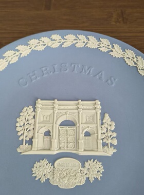 Wedgwood 韦奇伍德 伦敦大理石拱门 1981年玉石浮雕碟 圣诞收藏盘