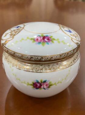 日本则武 Noritake 古董手绘首饰盒盖罐 百年手工首饰盒 摆件瓷罐