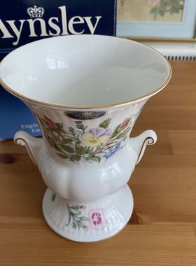 AYNSLEY 安兹丽 Wild Tudor 野生都铎原盒收藏双耳花瓶 桌面摆件