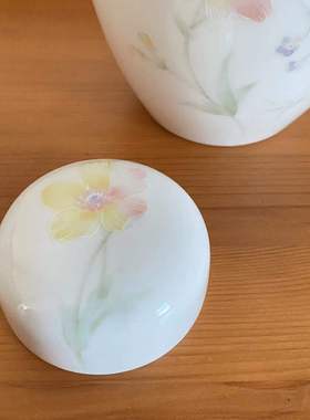 欧洲回流 日本中古瓷姜罐 花卉收藏摆件茶罐 调料瓷盖盒 咖啡罐