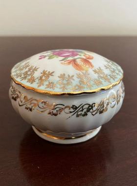 德国 Dresden  PM 首饰盒 描金圆罐 Vintage 德累斯顿中古摆件