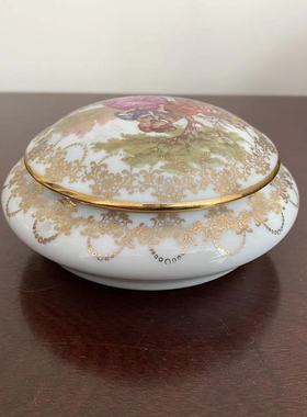 Limoges 法国利摩日 中古描金西洋人物装饰首饰罐 化妆盒 瓷盖盒