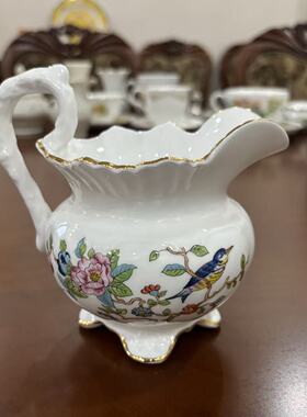 AYNSLEY 安兹丽 PEMBROKE 花鸟系列 英国描金摆件奶壶 装饰瓷壶