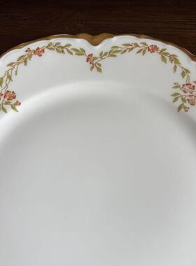 Haviland 哈维兰法国利摩日 Limoges 重鎏金手绘花卉装饰盘甜品碟