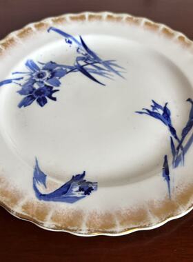 Royal Doulton 皇家道尔顿 19世纪古董手绘青花收藏碟 玄关摆件盘