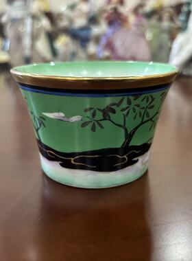 则武 Noritake 日本百年收藏瓷器 手绘描金风景糖碗糖缸 摆件瓷碗