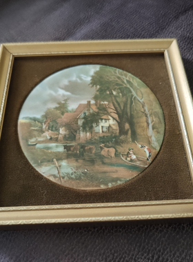 Genuine Staffordshire 1971年手工瓷板画 欧洲收藏乡村风景瓷画