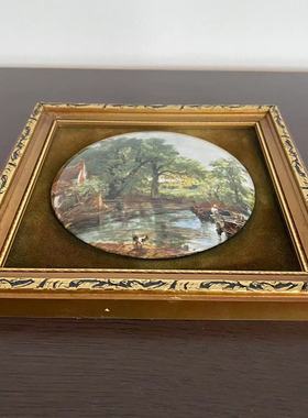 Genuine Staffordshire 60年代英国风景瓷板画 中古装饰瓷画摆件
