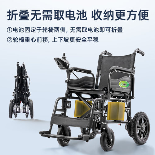 九圆电动轮椅智能全自动轻便折叠小型老年残疾人旅游专用代步车 - 图0