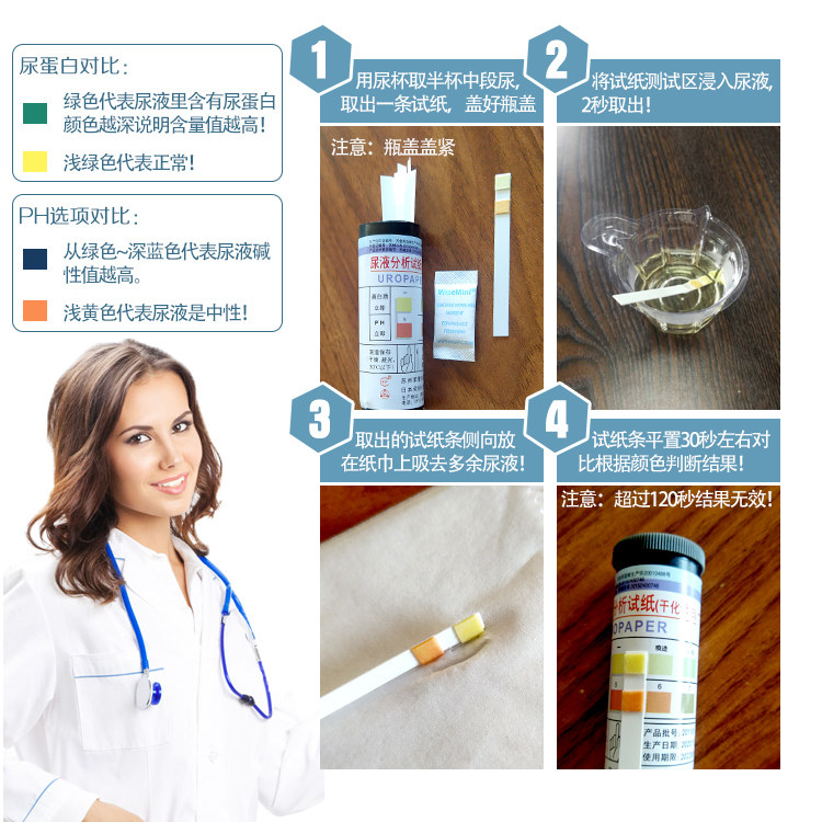 uro尿蛋白试纸家用检测ph正品试纸 绿康医疗器械医用用具