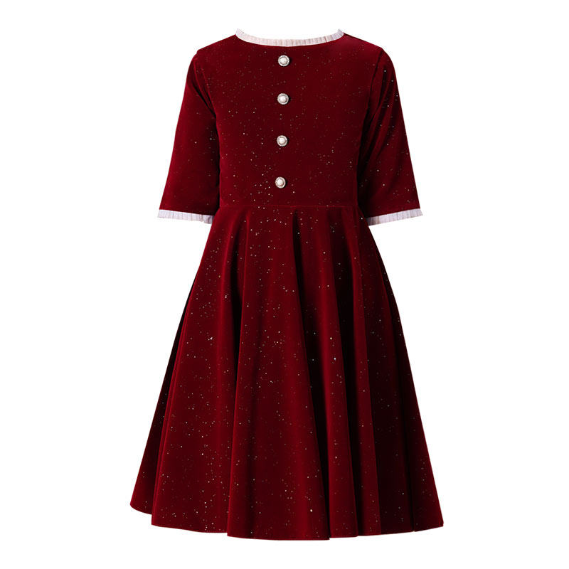 女童红色丝绒晚礼服儿童演出服学生小提琴演奏裙主持朗诵比赛短裙,淘宝优惠券,粉丝福利购,淘宝优惠卷