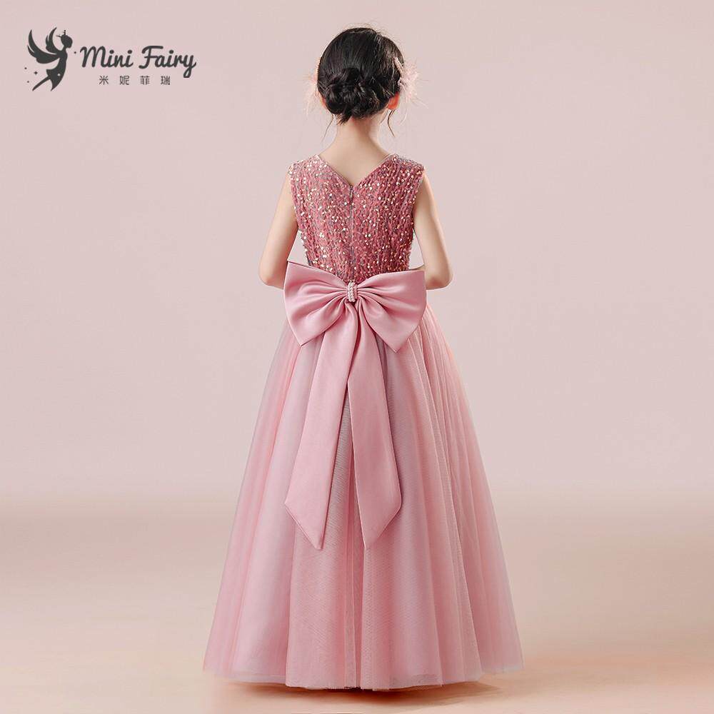 女童礼服秋冬长裙儿童演出服元旦钢琴表演高贵灰粉生日公主裙,淘宝优惠券,粉丝福利购,淘宝优惠卷