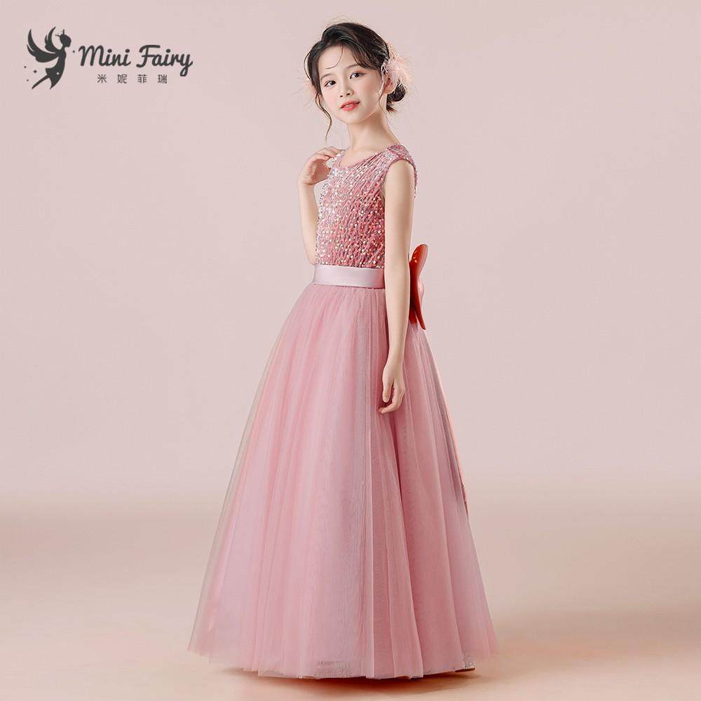 女童礼服秋冬长裙儿童演出服元旦钢琴表演高贵灰粉生日公主裙,淘宝优惠券,粉丝福利购,淘宝优惠卷