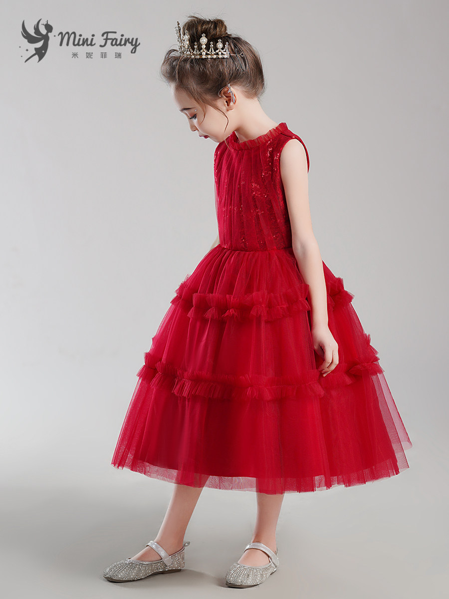 女童小提琴演出服酒红色生日公主裙儿童钢琴演奏晚礼服洋气蓬蓬裙,淘宝优惠券,粉丝福利购,淘宝优惠卷