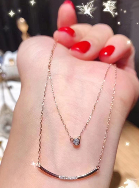 缀饰纯银双层女微笑项链