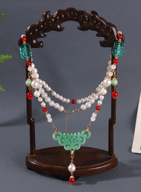 绿色系高级感新中式古典旗袍配饰