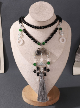 新中式黑色璎珞长背云马面裙