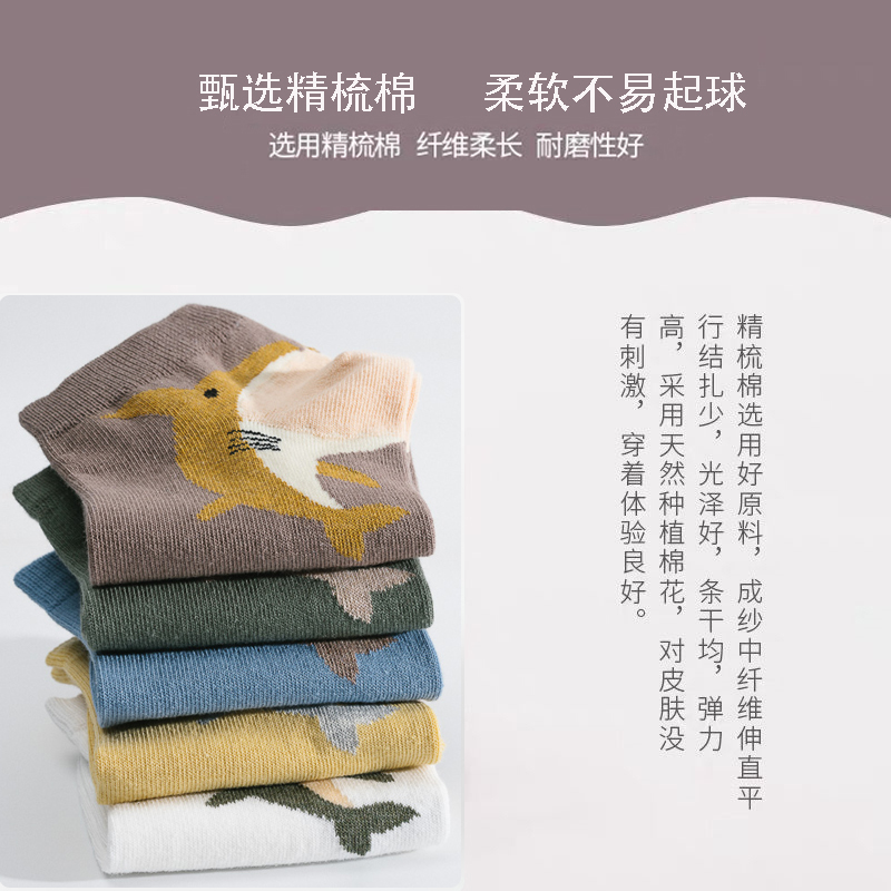 希哲浚旗舰店春季夏季袜子女短袜浅口薄款韩版可爱鲨鱼图案网红短筒棉袜ins潮3