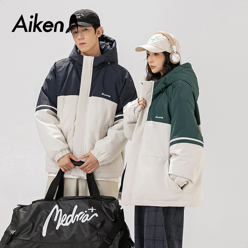森马集团Aiken百搭连帽登山服保暖冲锋情侣棉衣宽松防风防水棉服_淘宝内购会_男装