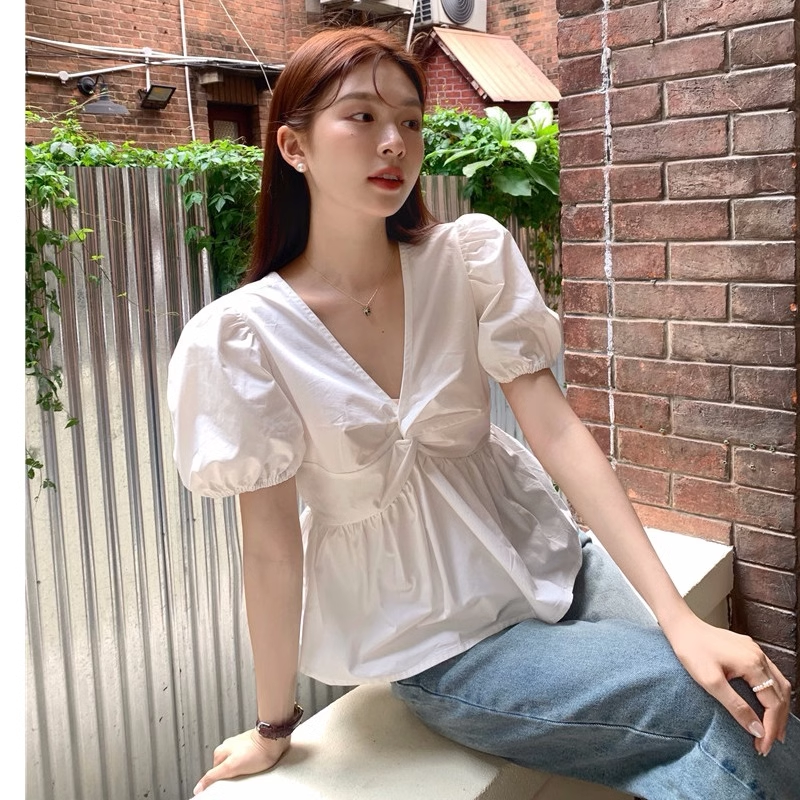 温柔甜美一字肩黑色碎花衬衫女夏季显瘦上衣短款法式衬衣_淘宝内购会_女装/女士精品-第3张图片-提都小院