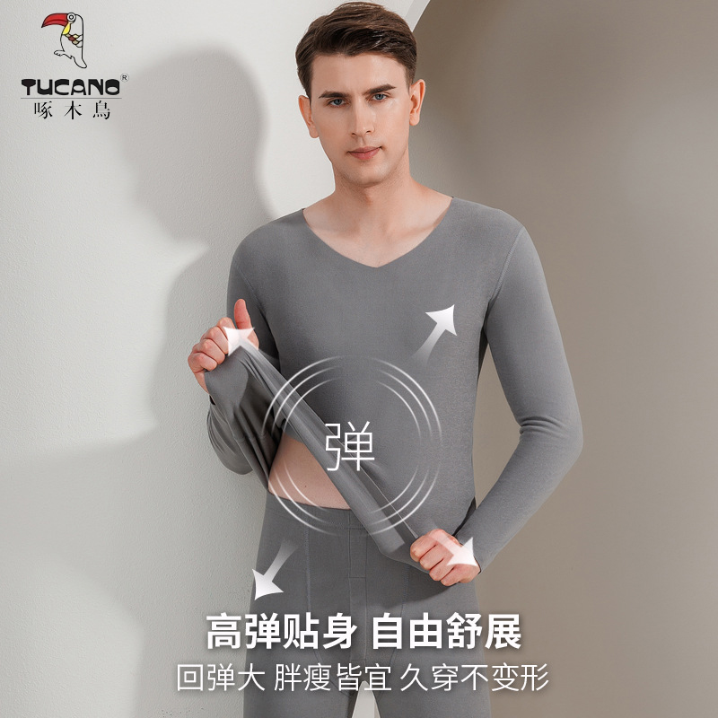 啄木鸟情侣双面磨毛无痕保暖内衣男女套装秋冬加绒加厚秋衣裤打底_淘宝内购会_女士内衣/男士内衣/家居服-第5张图片-提都小院