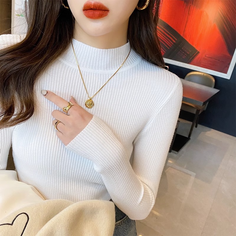 唐狮DESSO秋冬半高领打底衫女条纹高弹针织衫高领紧身螺纹毛衣厚_淘宝内购会_女装/女士精品-第3张图片-提都小院