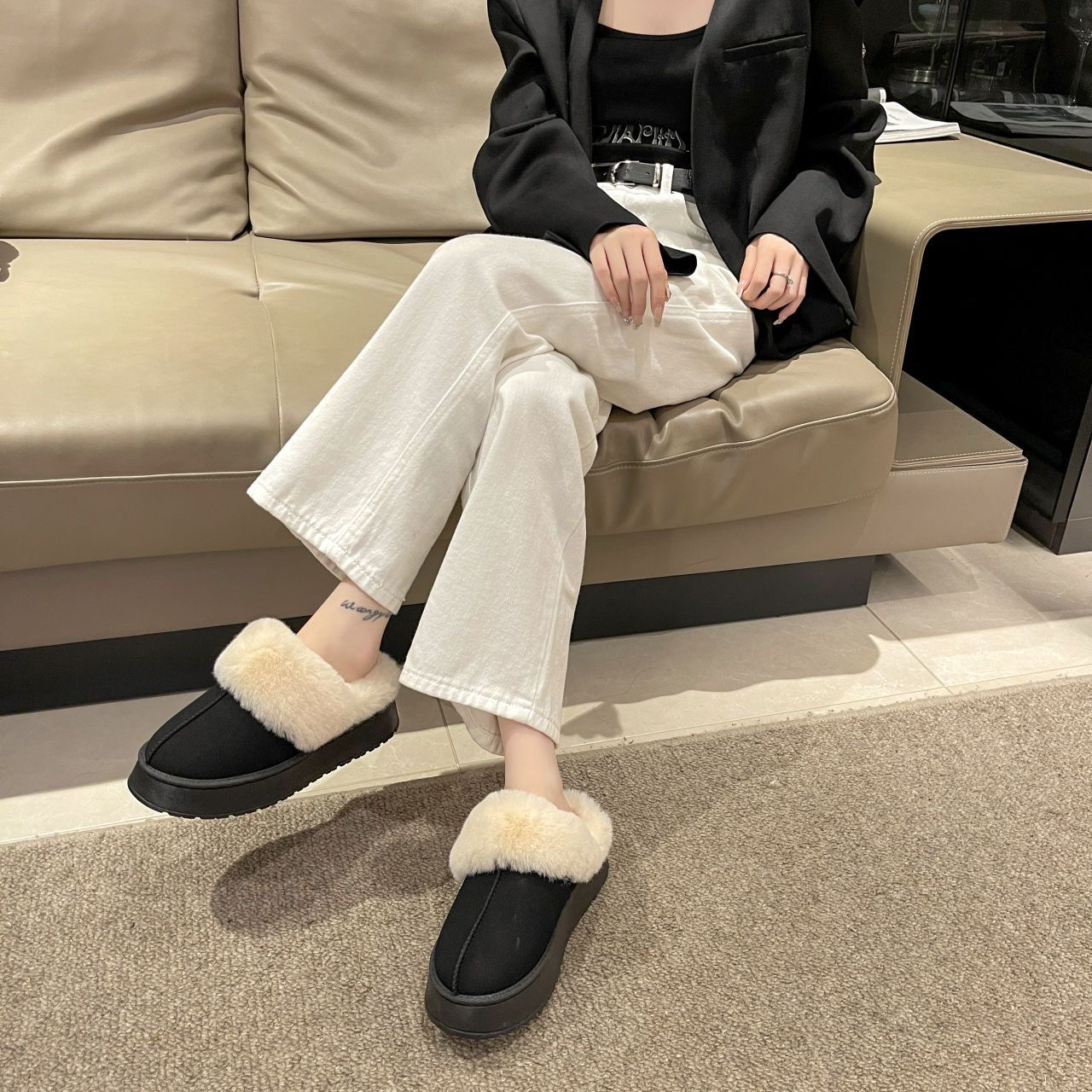 俞兆林2024新款厚底毛毛棉拖鞋女皮毛一体保暖秋冬雪地靴包头棉鞋_淘宝内购会_女鞋-第5张图片-提都小院