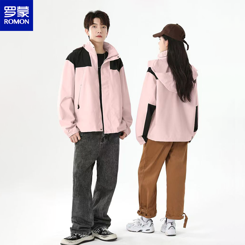 Romon/罗蒙户外休闲连帽冲锋衣防风防水情侣男士外套情侣款秋冬_淘宝内购会_男装