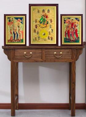 南昌仙伯地司廖真人画像 神像画摆件挂画 金属工艺画铝合金挂画