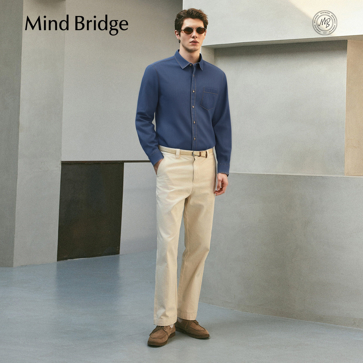 MindBridge【纯棉】男士复古做旧长袖衬衣2026年春休闲仿牛仔衬衫,淘宝优惠券,粉丝福利购,淘宝优惠卷