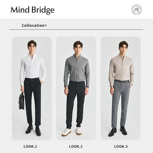 mind bridge新中式莫代尔衬衫2026春秋新款长袖衬衣男士立领男装 - 图1