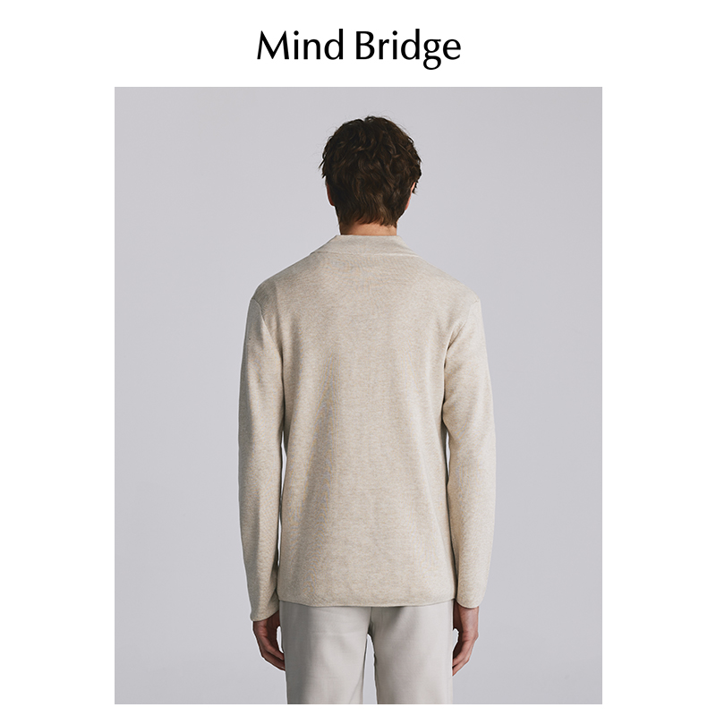 MindBridge百家好2024新款小立领针织衫春季毛衣男士商务开衫外套