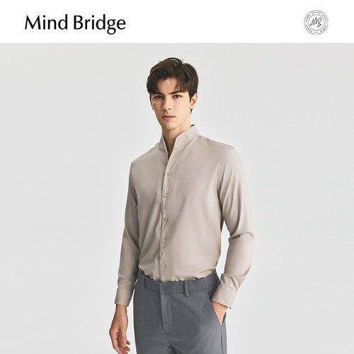 mind bridge新中式莫代尔衬衫2026春秋新款长袖衬衣男士立领男装 - 图2