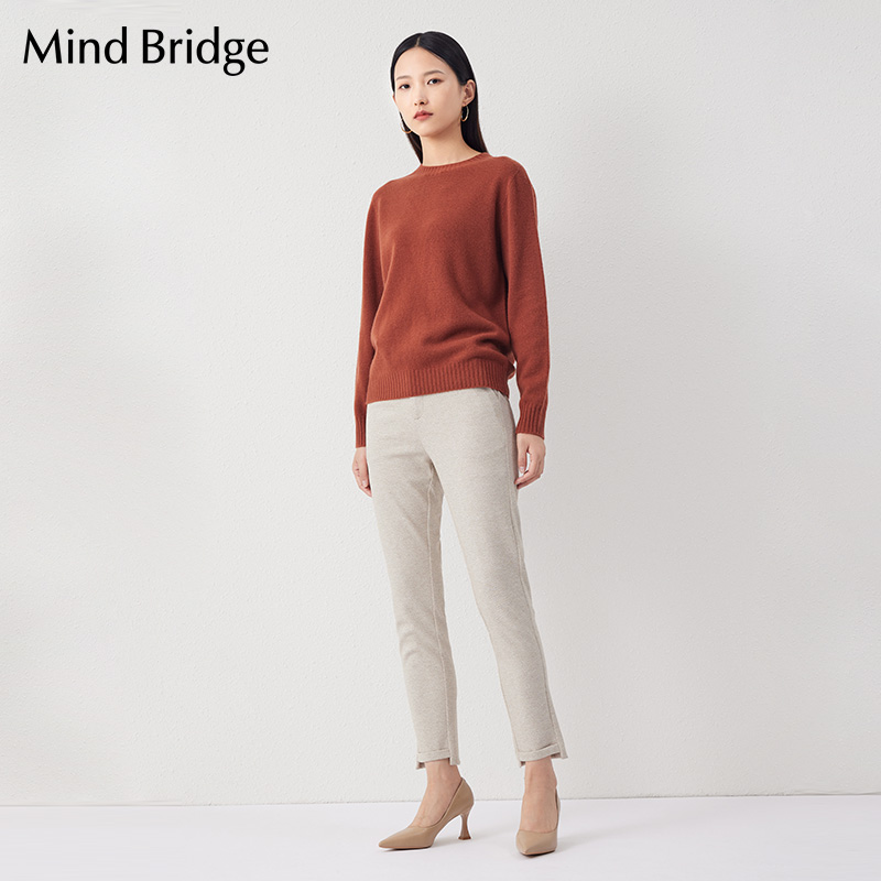 MindBridge冬季新款女士休闲裤韩版锥形裤 时尚直筒潮流裤子 - 图0