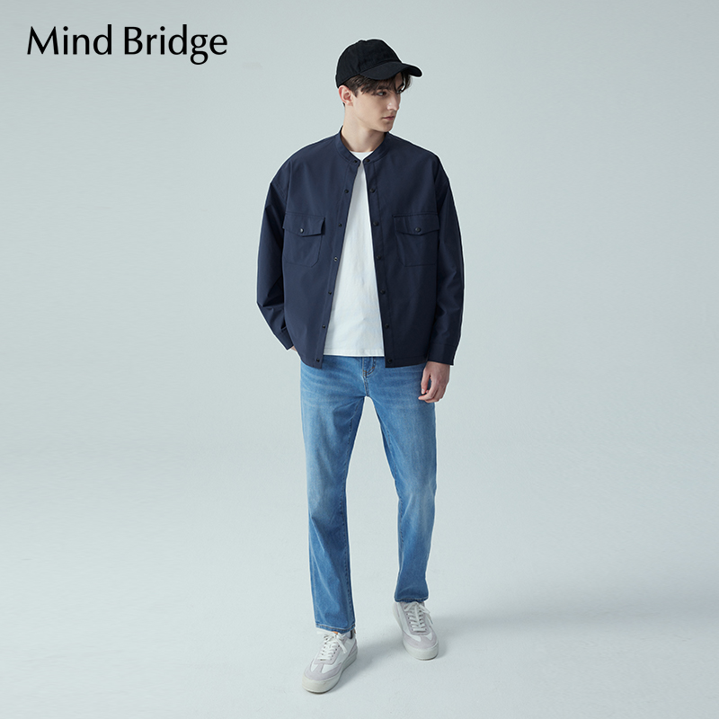 MindBridge休闲衬衫式外套男士飞行员夹克衫春季新品棒球领上衣 - 图0