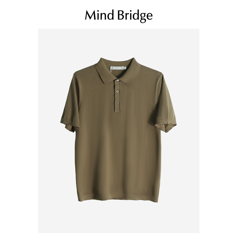 Mind Bridge夏季桑蚕丝polo衫男士半截袖2024新款短袖M0224B71051 - 图0